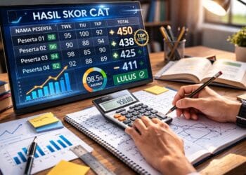 Tampilan skor hasil ujian CAT sebagai ilustrasi passing grade sekolah kedinasan 2026