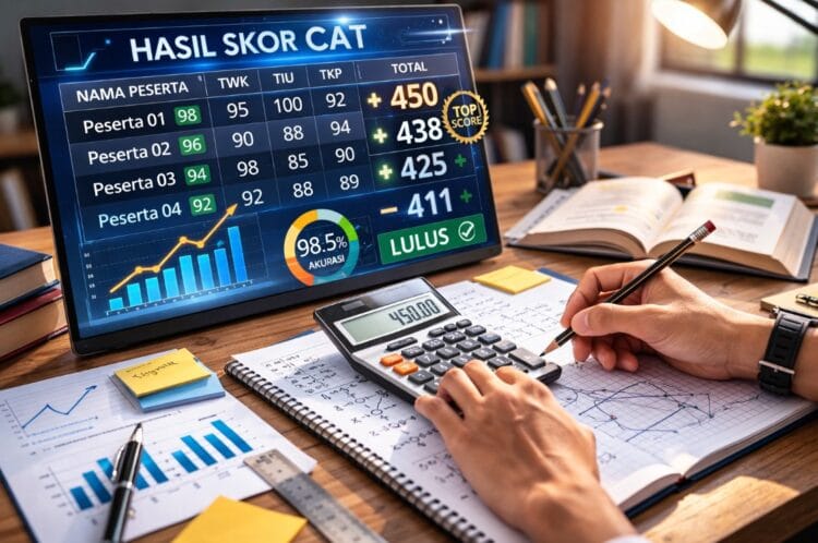 Tampilan skor hasil ujian CAT sebagai ilustrasi passing grade sekolah kedinasan 2026