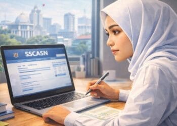 Ilustrasi seorang pelamar sedang mempersiapkan diri untuk pendaftaran CPNS 2026