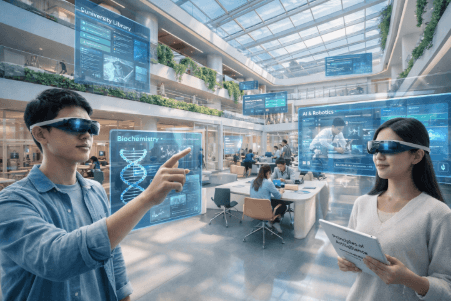 Fasilitas perpustakaan digital di salah satu Kampus Modern Medan 2026.