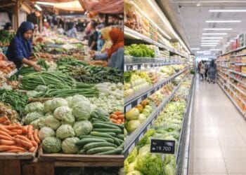 Perbandingan suasana belanja harga sembako di pasar vs supermarket 2026