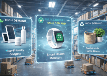 Visualisasi prediksi pergeseran minat belanja konsumen menuju produk teknologi kesehatan dan keberlanjutan lingkungan pada tahun 2027.