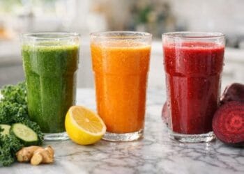 Proses pembuatan resep jus detoks 3 hari menggunakan blender dengan bahan sayuran segar