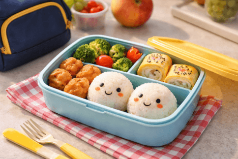 Ide menu bekal sekolah praktis dan sehat dalam kotak bento untuk anak.