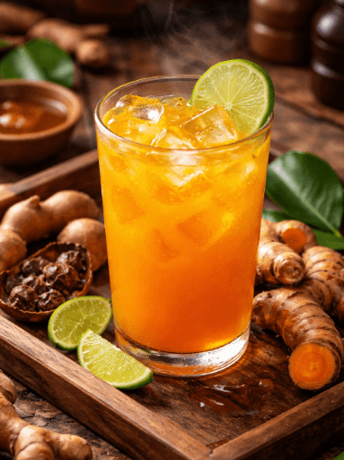 Resep minuman kunyit asam segar untuk meredakan pegal linu dan kelelahan tubuh.