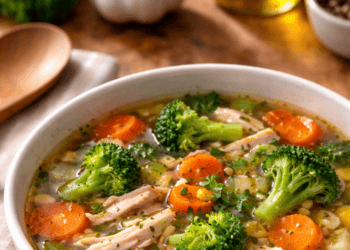 Sajian resep sup gurih anak balita yang kaya akan sayuran segar.