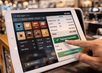 Penggunaan perangkat tablet dengan sistem kasir pintar guna mempercepat proses transaksi dan pencatatan inventaris secara otomatis.