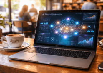 Infografis review laptop budget 2026 yang kuat memproses tugas AI berat untuk kebutuhan mahasiswa dan pekerja digital.