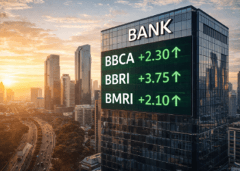 Grafik kinerja saham perbankan big caps yang menunjukkan pertumbuhan stabil di Bursa Efek Indonesia.