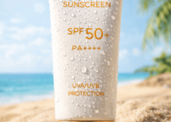 Infografis Review Sunscreen Terbaik 2026 yang tahan keringat dan cocok untuk cuaca panas ekstrem di Medan.