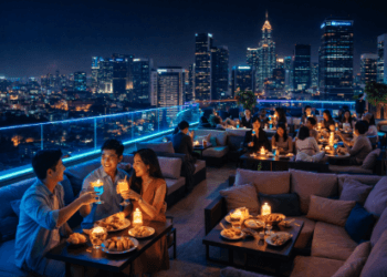 Pemandangan spektakuler dari ketinggian salah satu Rooftop Cafe Medan 2026.