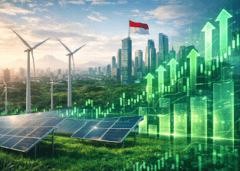 Visualisasi infrastruktur energi bersih sebagai gambaran prospek cerah saham sektor energi terbarukan di Indonesia.