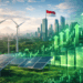 Visualisasi infrastruktur energi bersih sebagai gambaran prospek cerah saham sektor energi terbarukan di Indonesia.