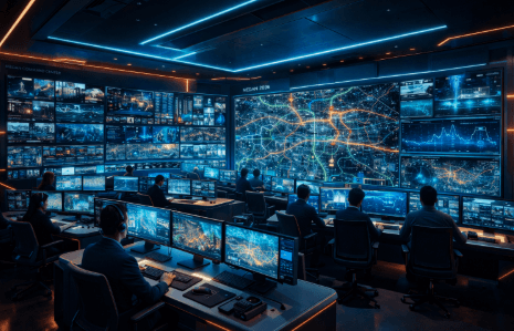 Pusat komando digital di Medan yang memantau keamanan dan lalu lintas kota secara waktu nyata guna memberikan layanan cerdas bagi warga.