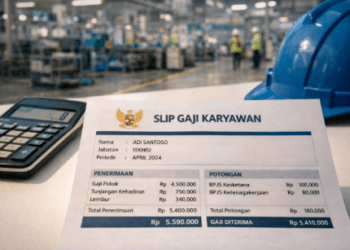 Ilustrasi rincian Gaji Operator Medan 2026 yang mencakup upah pokok dan tunjangan kerja di sektor industri.