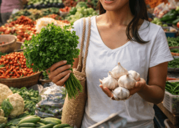 Penerapan Strategi Belanja Bahan Organik Murah di pasar tradisional guna mendapatkan bahan steak tempe terbaik.