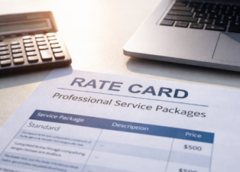 Dokumen daftar harga jasa kreatif yang disusun secara profesional guna memberikan transparansi nilai kepada calon klien bisnis.