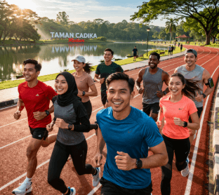 Aktivitas warga Medan yang sedang memanfaatkan fasilitas lintasan lari di ruang terbuka hijau guna menjaga kebugaran fisik dan membakar kalori.