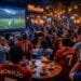 Suasana tempat nobar Liga Champions 2026 di Medan yang ramai suporter
