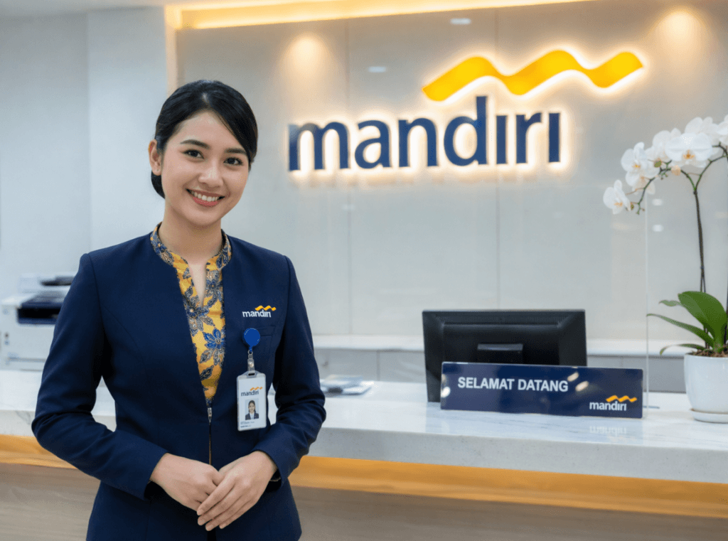 Infografis, resepsionis wanita karir karyawan bank mandiri