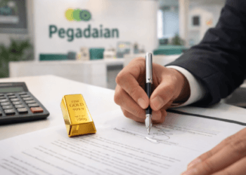 Ilustrasi proses pengajuan cicilan emas Antam di Pegadaian yang mudah dan transparan.