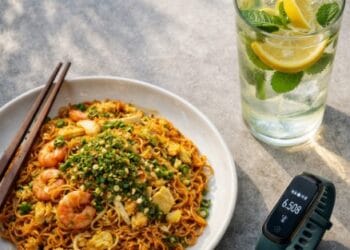 Menyeimbangkan asupan air mineral saat menikmati kuliner viral Medan.