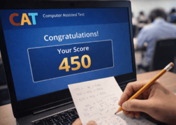 Tampilan hasil skor ujian CAT yang menunjukkan keberhasilan pelamar dalam melampaui ambang batas nilai nasional.
