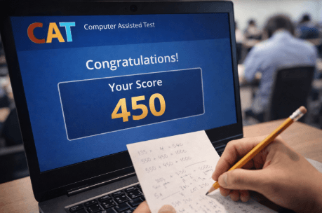 Tampilan hasil skor ujian CAT yang menunjukkan keberhasilan pelamar dalam melampaui ambang batas nilai nasional.