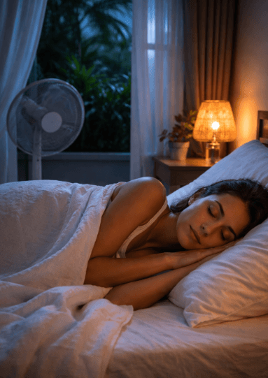 Tips mengatur kenyamanan tempat tidur agar tetap nyenyak saat suhu udara malam hari terasa panas.