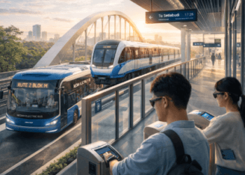 Moda transportasi massal yang modern dan ramah lingkungan dalam sistem Transportasi Terintegrasi Medan 2026.