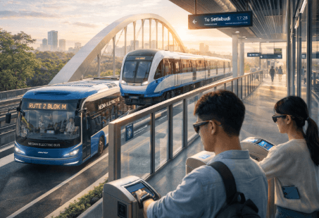 Moda transportasi massal yang modern dan ramah lingkungan dalam sistem Transportasi Terintegrasi Medan 2026.