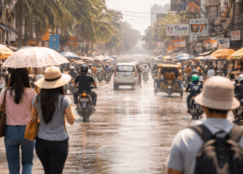 Peringatan waspada gelombang panas di Indonesia pada bulan April 2026 dengan suhu udara ekstrem.