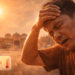 Seorang warga yang harus waspada heatstroke Medan saat beraktivitas di bawah terik matahari ekstrem April Hot Spell 2026.