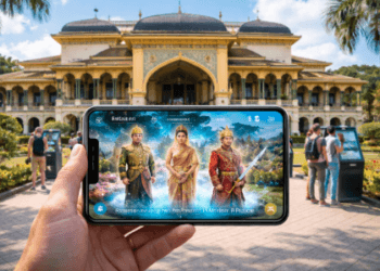 Penggunaan teknologi Augmented Reality (AR) dalam Wisata Budaya Digital Medan 2026.