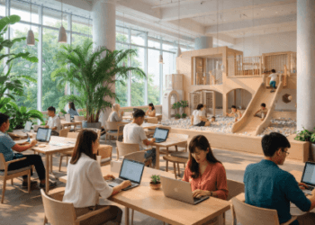 Fasilitas co-working space terpadu yang mendukung tren Wisata Keluarga Medan 2026 bagi para digital nomad.