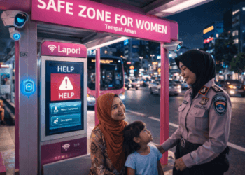 Fasilitas halte pintar dalam program Zona Aman Wanita Medan 2026.