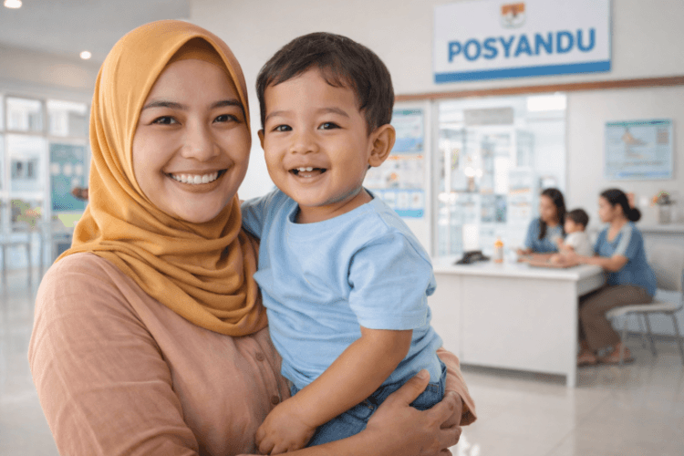 Ibu hamil dan balita penerima bantuan PKH 2026 di Posyandu.