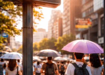 Indikator suhu tinggi saat gelombang panas melanda Indonesia April 2026.