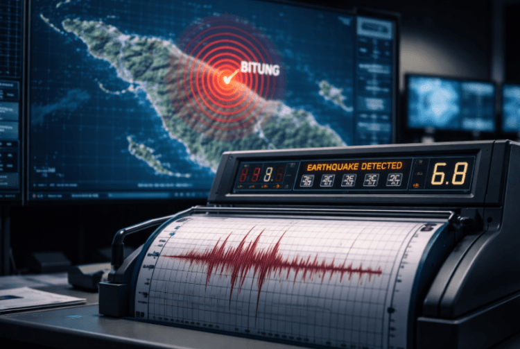 Pemantauan aktivitas seismik pasca kejadian Gempa Bitung April 2026 oleh petugas BMKG.