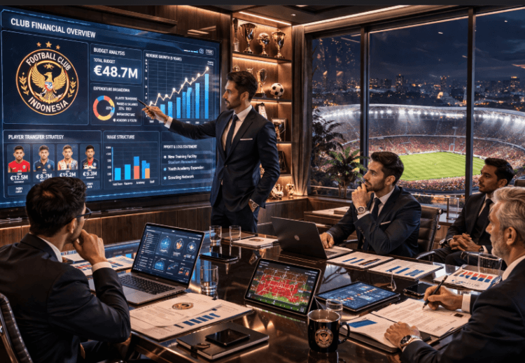 Proses rapat manajemen finansial klub Liga 1 dalam menentukan anggaran gaji pemain.