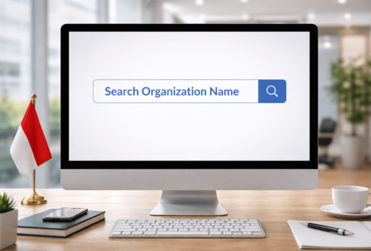 Seseorang sedang melakukan pengecekan ketersediaan nama organisasi masyarakat di sistem AHU Online Kemenkumham.