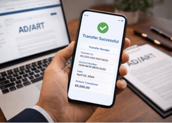 Seseorang sedang menunjukkan bukti pembayaran biaya PNBP legalitas ormas melalui aplikasi mobile banking.