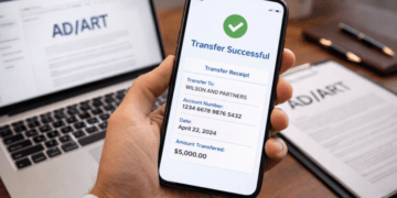 Seseorang sedang menunjukkan bukti pembayaran biaya PNBP legalitas ormas melalui aplikasi mobile banking.