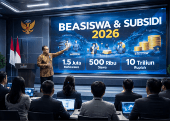 Suasana konferensi pers pemerintah mengenai update berita negara April 2026.