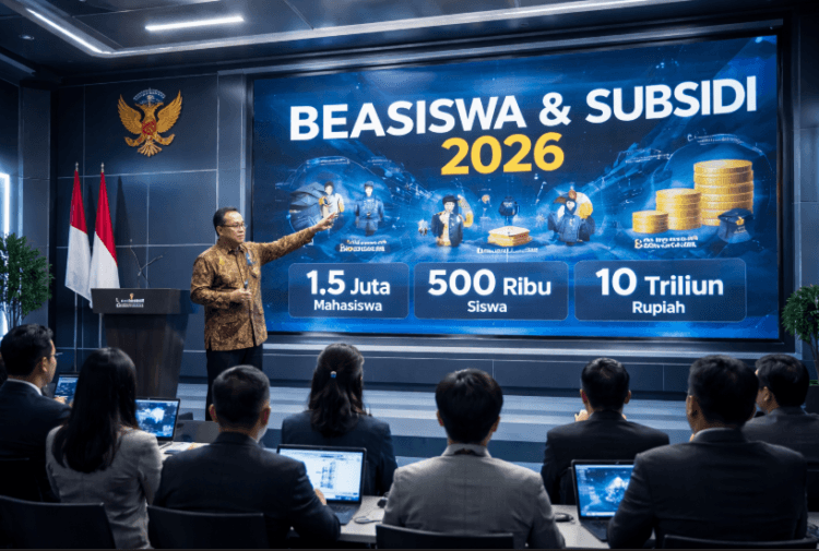 Suasana konferensi pers pemerintah mengenai update berita negara April 2026.