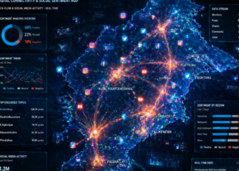 Visualisasi mengenai Analisis Komunikasi Politik Digital Kaltim yang memetakan pola sebaran informasi di media sosial.