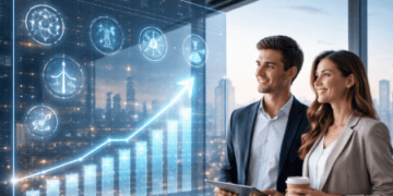 Profesional muda sedang mempelajari Prospek Kerja Lulusan 2026 melalui analisis data industri yang menunjukkan pertumbuhan pesat di sektor digital.