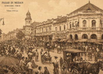 Ilustrasi suasana masa lalu yang menjadi bagian penting dalam Sejarah Pajak Sambu Medan.