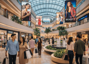 Suasana ramai di dalam sebuah Ritel Medan yang mengusung konsep gaya hidup modern.