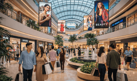 Suasana ramai di dalam sebuah Ritel Medan yang mengusung konsep gaya hidup modern.